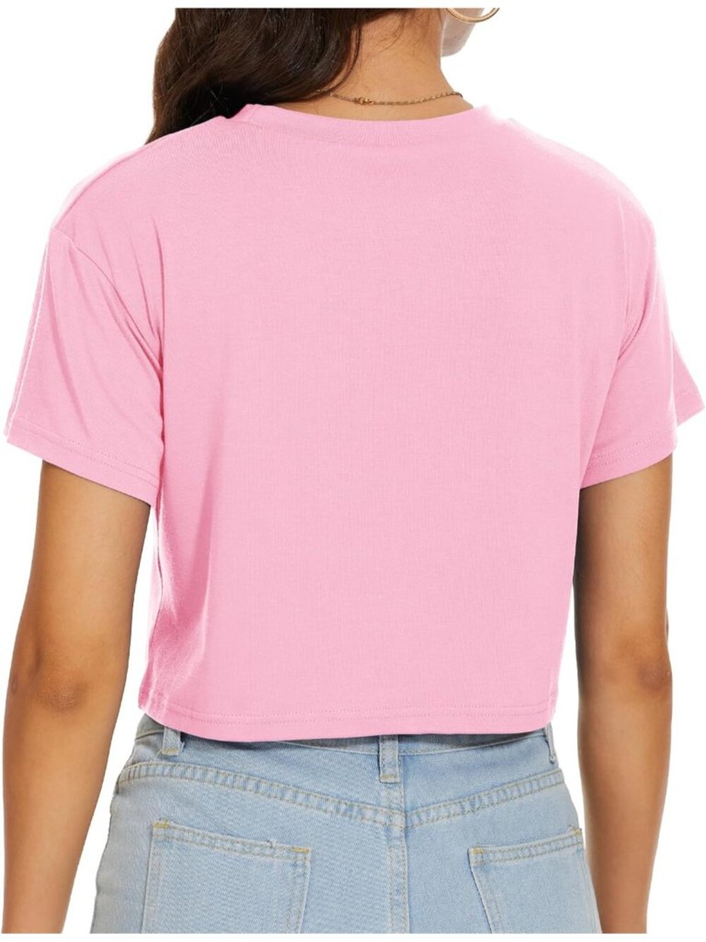 Women's Sunset Coconut Short Sleeve Round Neck Loose Fit Casual Summer Crop Tops - Picture 6 of 6